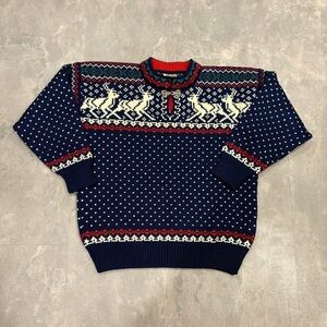 DALE OF NORWAY Vintage Reindeer Wool Knit Sweater Christmas Size Small